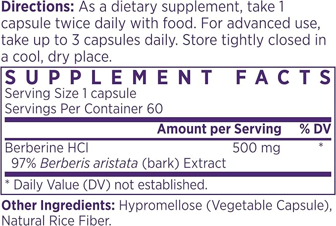 NAOMI Himalayan Berberine 500mg Clinically Studied for Blood Sugar Support Metabolic Function Healthy Weight &amp Cholesterol AMPK Activation Non-GMO Vegan Gluten-Free 60 Capsules 1-Month Su