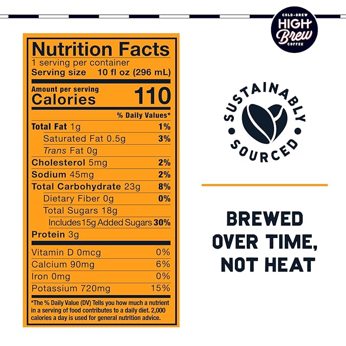 High Brew Coffee | Nitro Cold Brew | Sugar-Free and Dairy-Free 200mg Natural Caffeine Smooth Low-Acid Coffee Infused with Nitrogen Ready-to-Drink | 10 oz Can (Caramel)