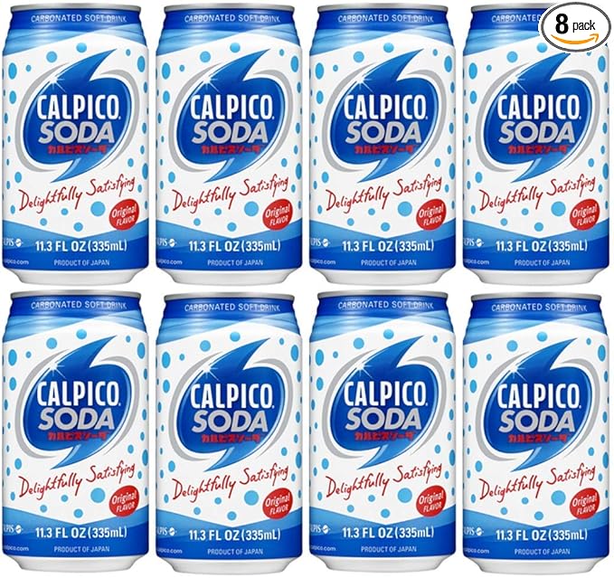 CALPICO SODA Carbonated Soft Drink Hint of Citrus Flavor Japanese Soda Made with CALPICO and Carbonated Water. 11.3oz Can (Pack of 8)