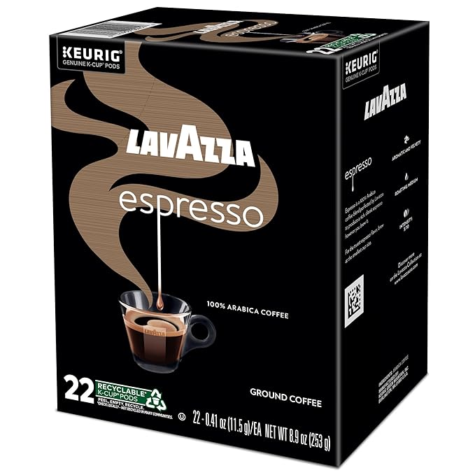 Lavazza Espresso Single-Serve Keurig K-Cup Pods Medium Roast Coffee 88-Count Box (4 Packs of 22)