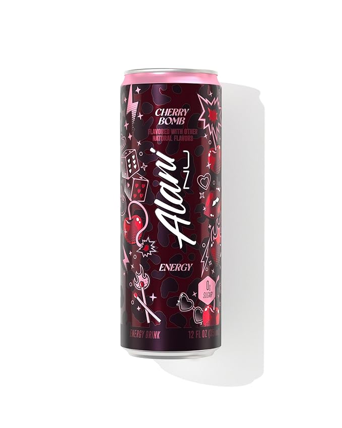 Alani energy drink Cherry Slush &amp Cherry Bomb variety pack (9 Cans) - Sugar Free Low Calorie Energy Drinks - Pre Workout Performance Zero Sugar 12 Fl Oz Cans