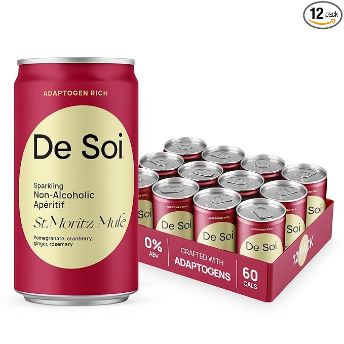 De Soi St. Moritz Mule Mocktails NA Drinks 8 fl oz (12-pack) - Adaptogen Drink Sparkling Drink with Calming Botanicals Mocktail Drinks Gluten Free No Artificial Flavors