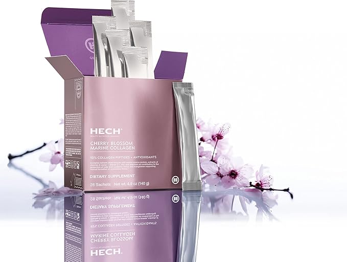 Cherry Blossom Marine Collagen - Drink Sachets for Youthful Glow with 4600 mg of Marine Collagen and an Antioxidant Matrix with Natural Plant Extracts