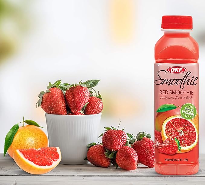 OKF Smoothie Multi Vitamin Premium New Drink 16.9 Fluid Ounce (Red Smoothie 12 Pack)