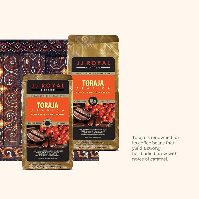 JJ Royal Coffee Toraja Arabica 200g Whole Beans (Pack of 1)