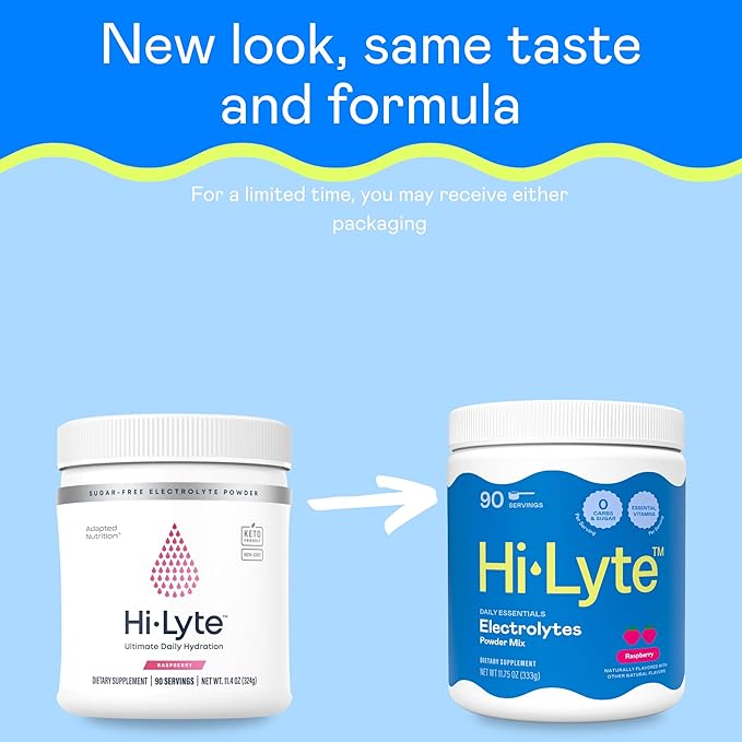 Hi-Lyte Electrolyte Powder Daily Hydration Supplement Drink Mix 90 Servings | Sugar-Free 0 Calories 0 Carbs | No Maltodextrin. Gluten-Free | Supports Keto | Light Refreshing Flavor (Raspberry)