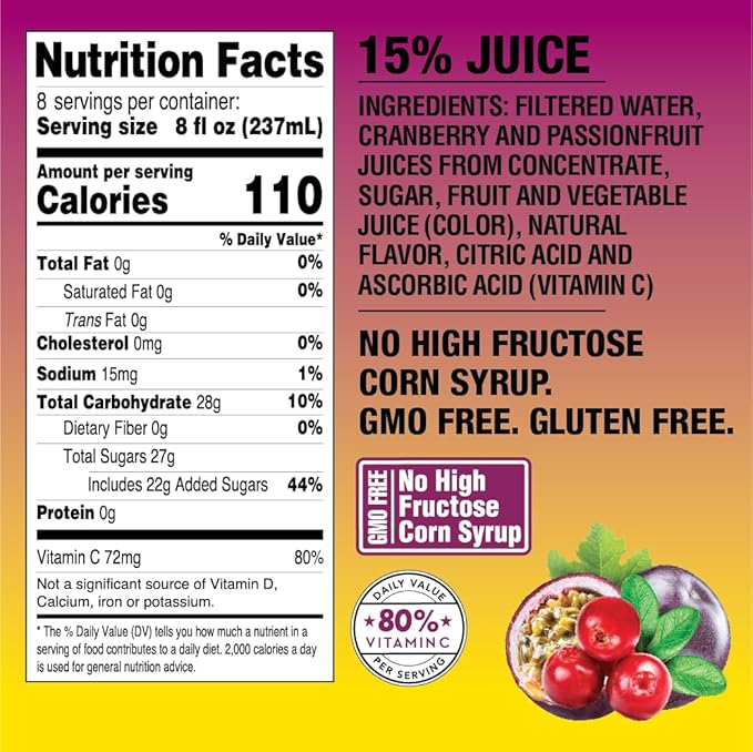 Langers Cranberry Passionfruit Juice Cocktail 64 Fl Oz (Pack of 8)