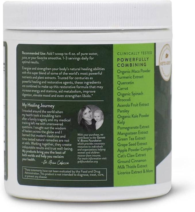 VIDAPURA Mighty Maca Plus by Dr. Anna Cabeca – Organic Superfood Greens Powder for Daily Energy &amp Vitality Vegan &amp Alkaline 60 Servings