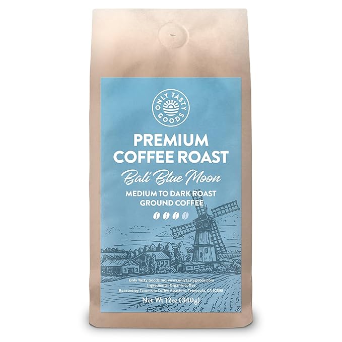 Premium Coffee Roast - Bali Blue Moon Ground Coffee Coffee Medium to Dark Roast Fresh Roasted Coffee Arabica 12 oz.