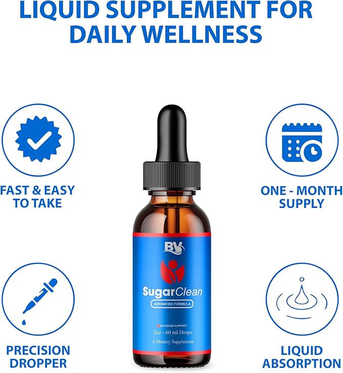 BLUE VIBE Sugar Clean Advanced Formula Drops Sugar Clean Advanced Strength Overall Health &amp Wellness Support SugarClean Premium Daily Health and Overall Energy Formula (2 Pack - 4oz / 120ml)