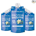 Designer Wellness Protein Smoothie Real Fruit 12g Protein Low Carb Zero Added Sugar Gluten-Free Non-GMO No Artificial Colors or Flavors Blueberry Vanilla 12 Count