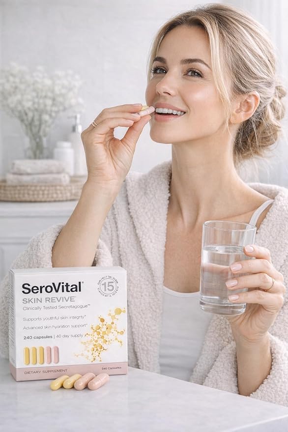 Serovital Skin Revive – Anti-Aging Supplement for Women – Supports Skin Hydration Energy Immune Health &amp Fine Line Reduction – 240 Capsules – 40-Day Supply