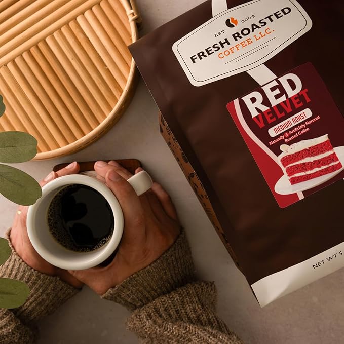Fresh Roasted Coffee Red Velvet Flavored Coffee 5 lb Medium Roast Kosher Ground