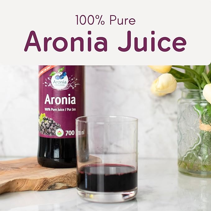 Aronia Original Organic Aronia Berry Juice 23.7 Fl Oz - 100% Pure Chokeberry Juice Not from Concentrate Amber Glass Bottle - No Additives Vegan &amp Non-GMO