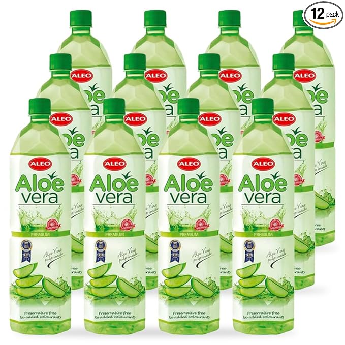 ALEO 1.5L x 12 Premium Aloe Vera Drink - Natural No Preservatives No Artificial Colors Superior Taste Award 2025