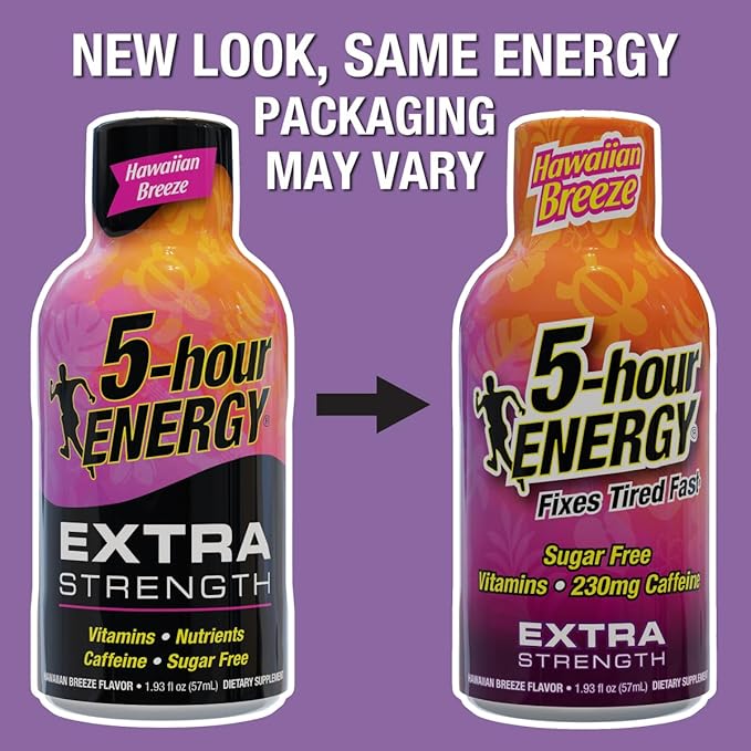 5-hour ENERGY Extra Strength Hawaiian Breeze Energy Shot 1.93oz 20-Pack – Sugar Free Caffeine Energy Booster with B-Vitamins &amp Amino Acids – Zero Calorie (20 Bottles – Single Flavor Hawaiian Bre