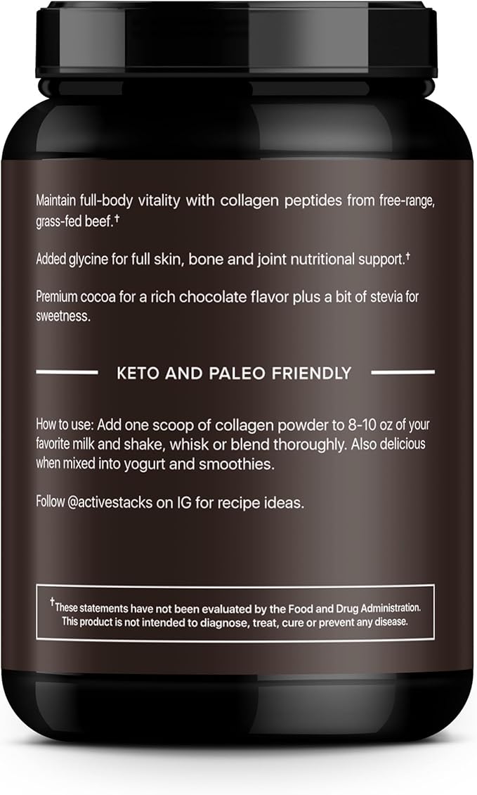 Collagen Peptides Protein Powder Chocolate - Supports Healthy Hair Skin Bones and Joints for Men and Women - Easy-to-Mix Type 1 &amp 3 Hydrolyzed Collagen from Grass-Fed Beef 2 Pound