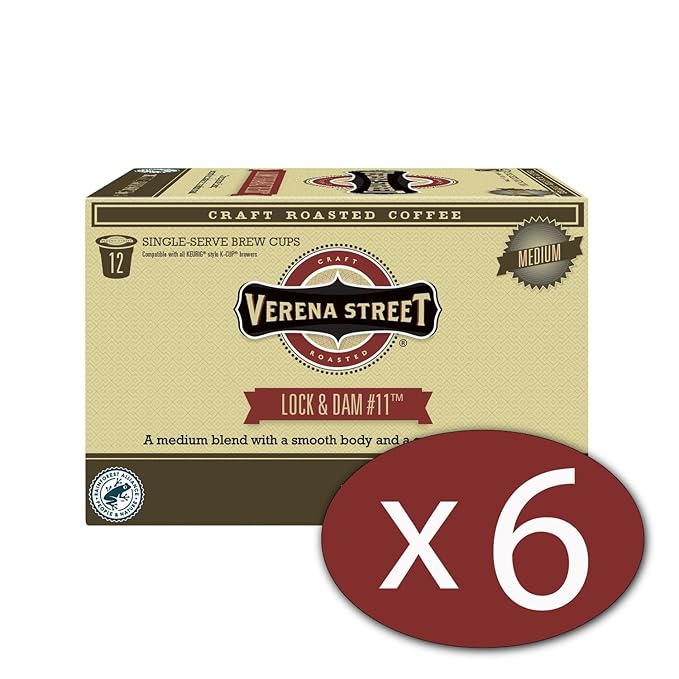 Verena Street Single Cup Pods (72 Count) Light Medium Roast Coffee Lock &amp Dam 11 Rainforest Alliance Certified Arabica Coffee