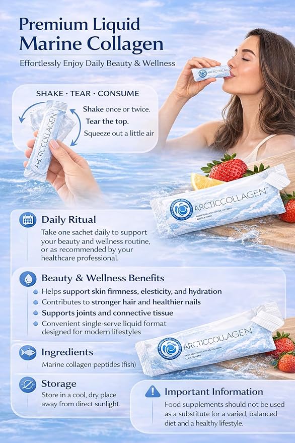 Liquid Marine Collagen Peptides for Women Men – 8000mg Hydrolyzed Collagen Liquid Supplement with Biotin &amp Vitamins for Hair Growth Skin Nails &amp Joints Lemon Flavor Sugar-Free 14 Sachets