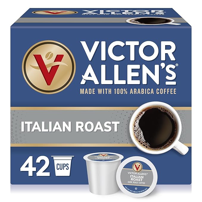Victor Allen's Coffee Italian Roast Dark Roast 42 Count Single Serve Coffee Pods for Keurig K-Cup Brewers