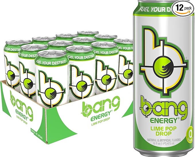 Bang Energy Lime Pop Drop Sugar-Free Energy Drink 16-Ounce (Pack of 12)