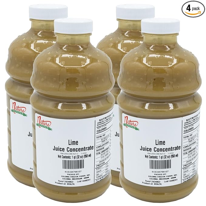 Nature Blessed 100% Pure Lime Fruit Juice Concentrate - 4 Quarts (4/32 fl oz bottles) Great for Home Vintners Home Brewers Mead Spirits Smoothies or Making Jelly