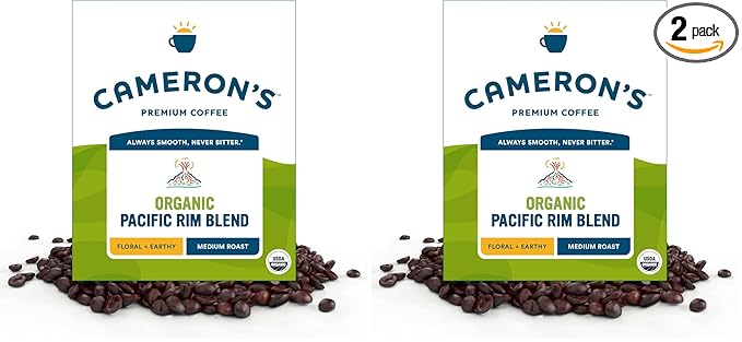 Cameron's Coffee Roasted Whole Bean Coffee Organic Pacific Rim Blend 4 Pound (Pack of 2)