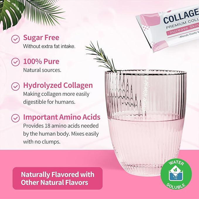 NATURE TARGET Multi Collagen Peptides Powder - Type I II III V X - Enhanced Absorption Hydrolyzed Collagen Peptides with Prebiotics Sugar-Free Skin Hair Nail &amp Joint Support Non-GMO