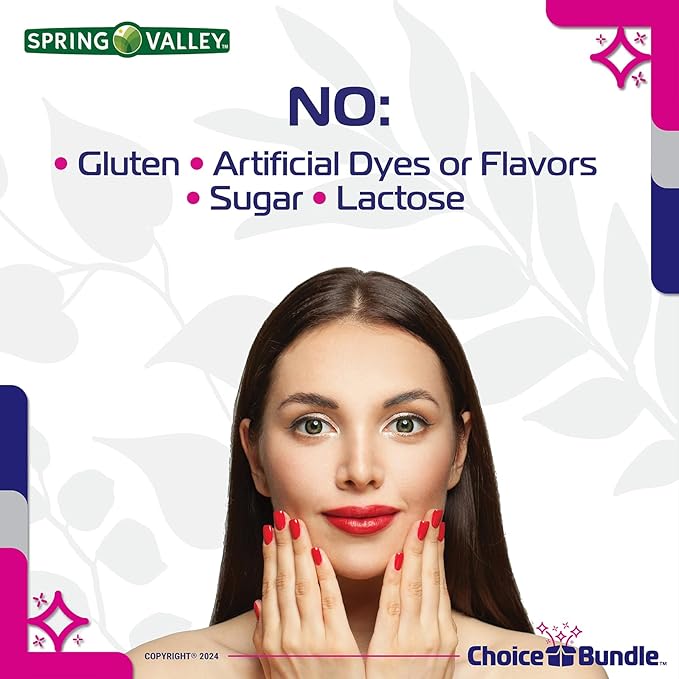 Spring Valley Highly Absorbable Collagen + Vitamin C Tablets Hair Skin Nail Health 2500 mg 90 Ct 3 pk (270 Total) + Vitamin Vitality &amp Pill Container (5 Items)!