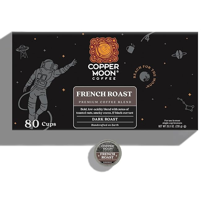 Copper Moon Single Serve Coffee Pods for Keurig K-Cup Brewers Dark Roast French Roast Blend 80 Count