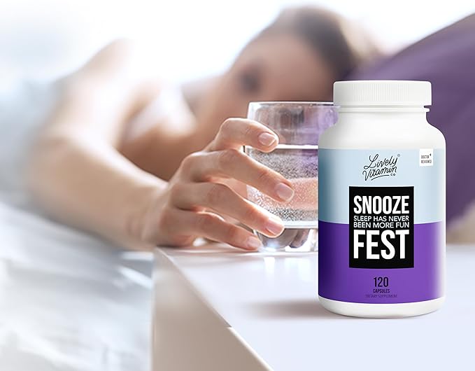 LIVELY VITAMIN CO Snooze Fest - Full REM Cycles - Balanced Sleep - Relax Body &amp Mind - Rest &amp Recovery - GABA - Chamomile - Melatonin - Tryptophan - Valerian Root - Lemon Balm - Poppy - 120 Co