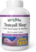 Natural Factors Tranquil Sleep - Calm Sleep Health Supplement - Relaxation Support Supplement with Melatonin &amp 5-HTP - 120 Chewable Tablets (30 Servings)