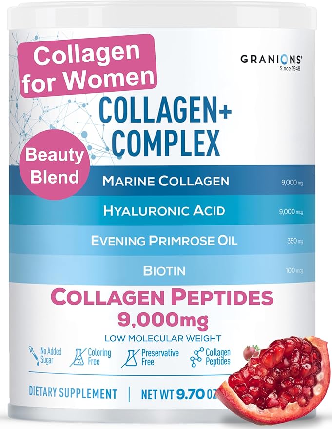 Granions Collagen Complex Calcium Magnesium and Marine Collagen Pomegranate Powder Wellness &amp Beauty Bundle