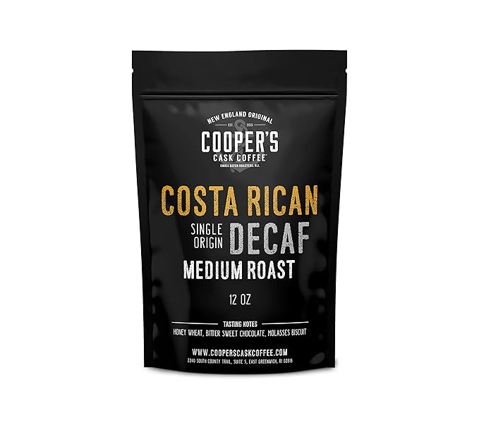 Decaf Costa Rican Coffee Medium Roast Swiss Water Processed Decaffeinated - 12oz Bag