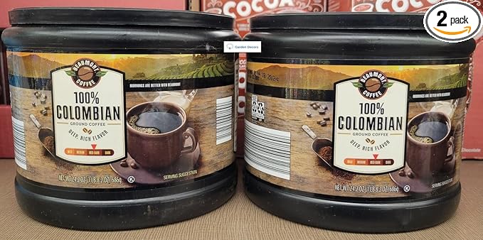Beaumont Coffee 100% Colombian Ground Med-Dark Coffee Deep Rich Flavor 24.2oz 686g (Two Jars)