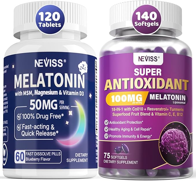 NEVISS Melatonin 50 mg Fast Dissolve Tablets + Ultra High Dose Melatonin 100mg