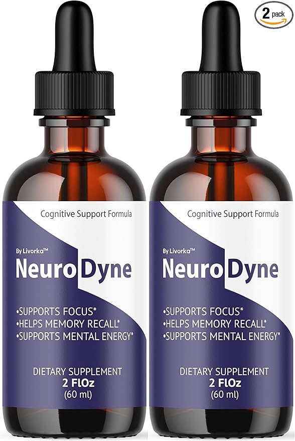 (2 Pack) NeuroDyne - Official NeuroDyne Drops Supplement Brain Support Advanced Formula Neuro Dyne Liquid Premium All Natural Cognitive Focus Nerve Support for Health Wellness 2 Bottles for 2 Months