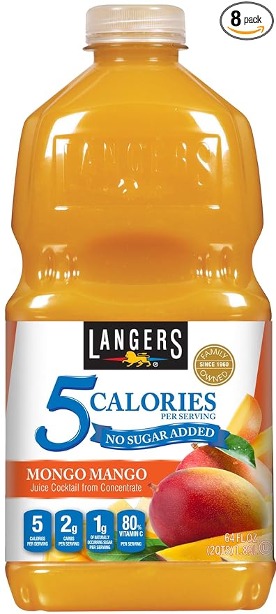 Langers 5 Calorie Mongo Mango 64 Fl Oz (Pack of 8)
