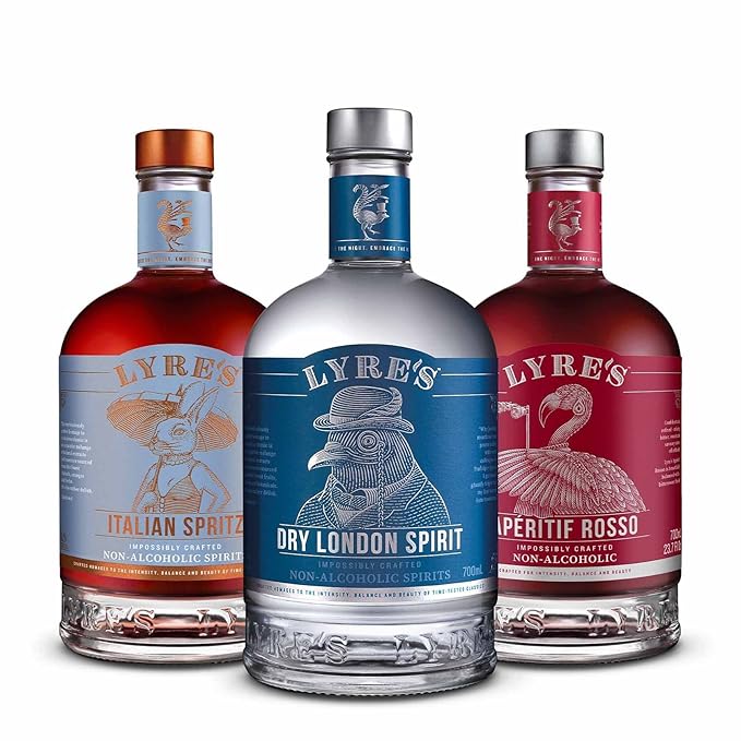 Lyre's Rosa Negroni - Non-Alcoholic Spirit Set (Pack of 3) | Dry London (Gin Style) Aperitif Rosso (Sweet Vermouth Style) &amp Italian Spritz (Bitter Orange Spritz Style) | Award Winning | 23.7 Fl O