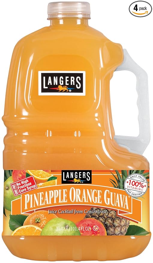 Langers Juice Cocktail Pineapple Orange Guava 101.4 Fl Oz (Pack of 4)