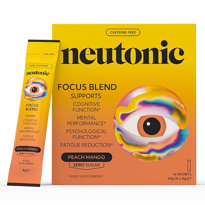 neutonic Nootropic Productivity Energy Drink &amp Focus Blend Powder Bundle | 12 Cans Wild Citrus &amp 16 Sticks Peach Mango | Zero Sugar | Support Memory Mental Clarity Cognitive Function