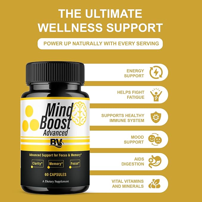 BLUE VIBE Mind Boost Premium Health &amp Wellness Nootropic Supplement MindBoost Advanced All Natural Health Management &amp Overall Wellness Support Supplement Formula Pills (2 Pack - 120 Capsules