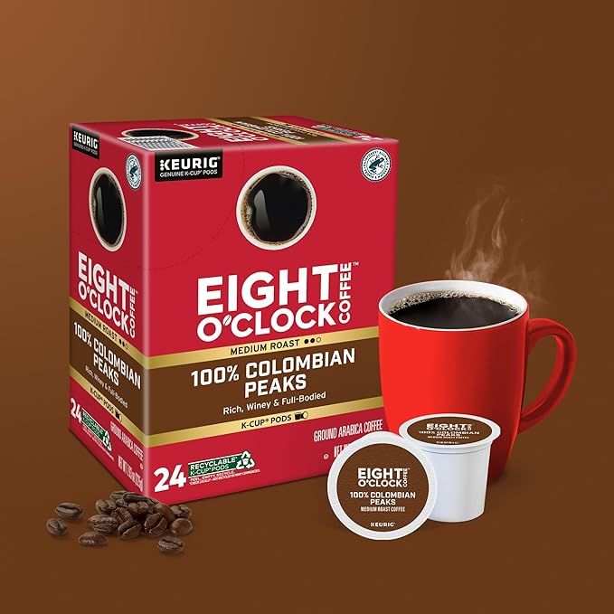 Eight O'Clock Coffee Colombian Peaks Single-Serve Keurig K-Cup Pods Medium Roast Coffee Pods 96 Count