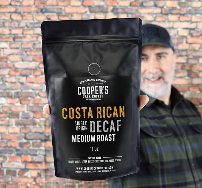 Decaf Costa Rican Coffee Medium Roast Swiss Water Processed Decaffeinated - 12oz Bag