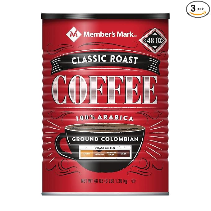 Member's Mark Ground Colombian Coffee Classic Roast 48 Ounce (Pack of 3)