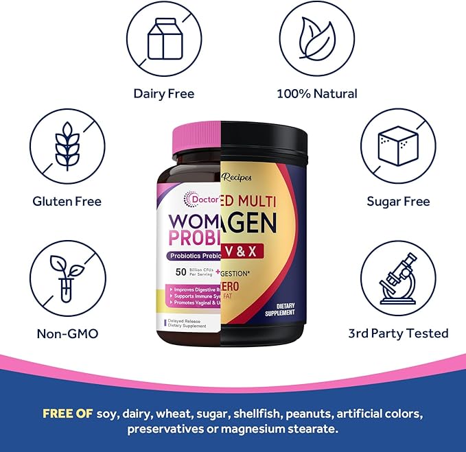 Doctor's Recipes Multi Collagen Peptides Powder 16oz and Women’s Probiotic 120 Caps
