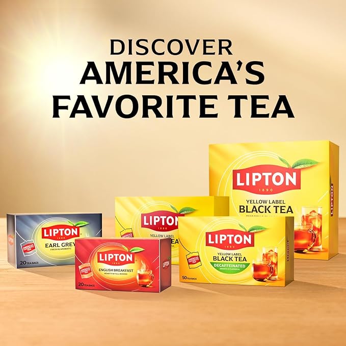 Lipton Decaf Black Tea Bags Hot or Iced Tea 600 Total Bags (50ct - Pack of 12)