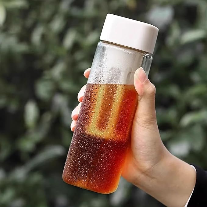 Agatige Portable Cold Brew Bottle Creamy White Transparent Easy to Clean Iced Coffee Maker Bottle for Home School Office