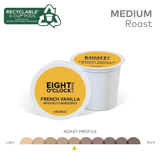 Eight O'Clock Coffee French Vanilla Single-Serve Coffee K-Cup Pods Medium Roast 72 Count