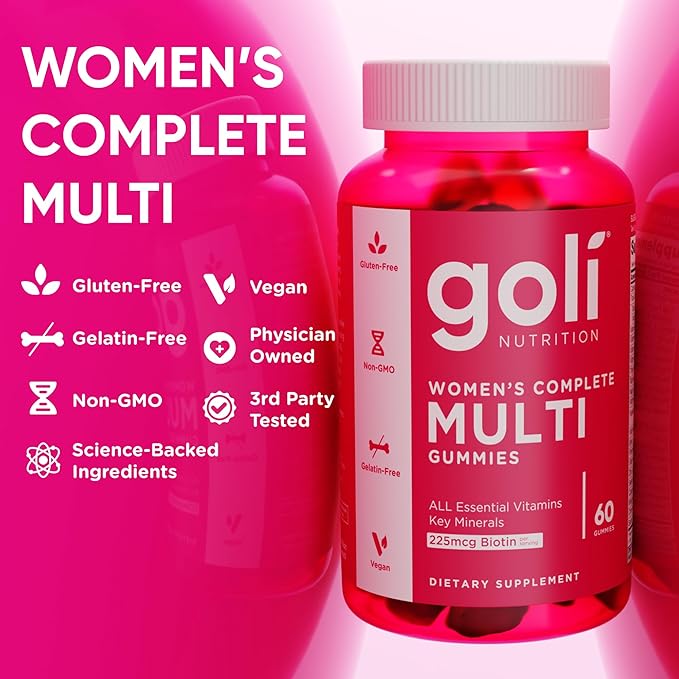 Goli Women's Multi Gummies - Complete Daily Multivitamin with All 13 Essential Vitamins Biotin Zinc - Supports Hair Skin Nails Immune System - Vegan Non-GMO - 60 Count (2 Pack)